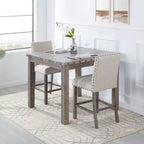Wooden Dining Set - Modern Farmhouse Style Rectangular Table & Upholstered Chairs for Kitchen & Dining Room (Beige)-Morden Fort