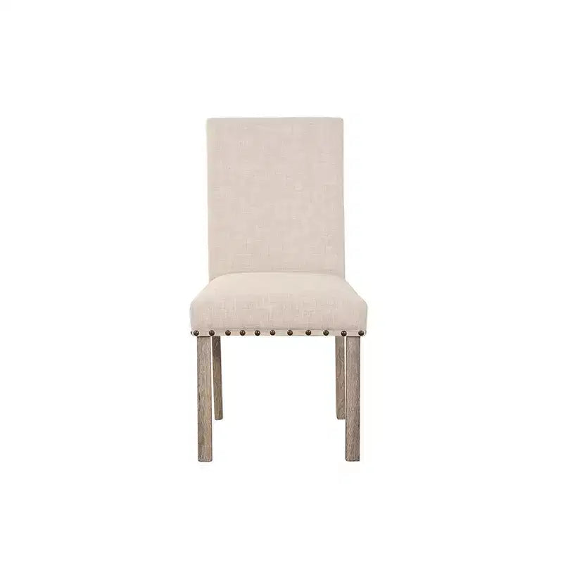 Wooden Dining Set - Modern Farmhouse Style Rectangular Table & Upholstered Chairs for Kitchen & Dining Room (Beige)-Morden Fort