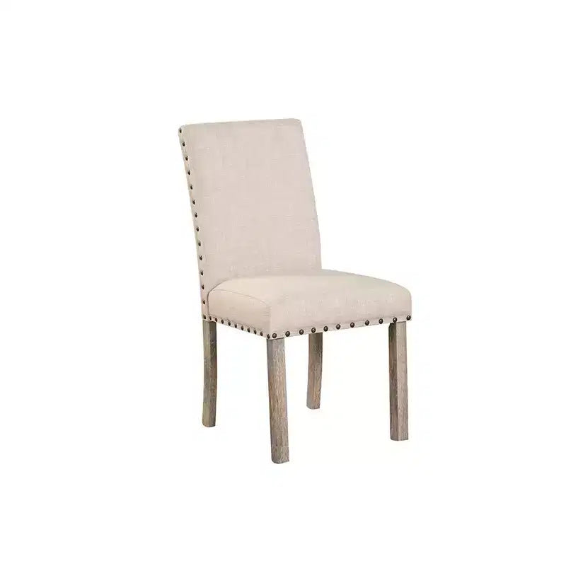Wooden Dining Set - Modern Farmhouse Style Rectangular Table & Upholstered Chairs for Kitchen & Dining Room (Beige)-Morden Fort