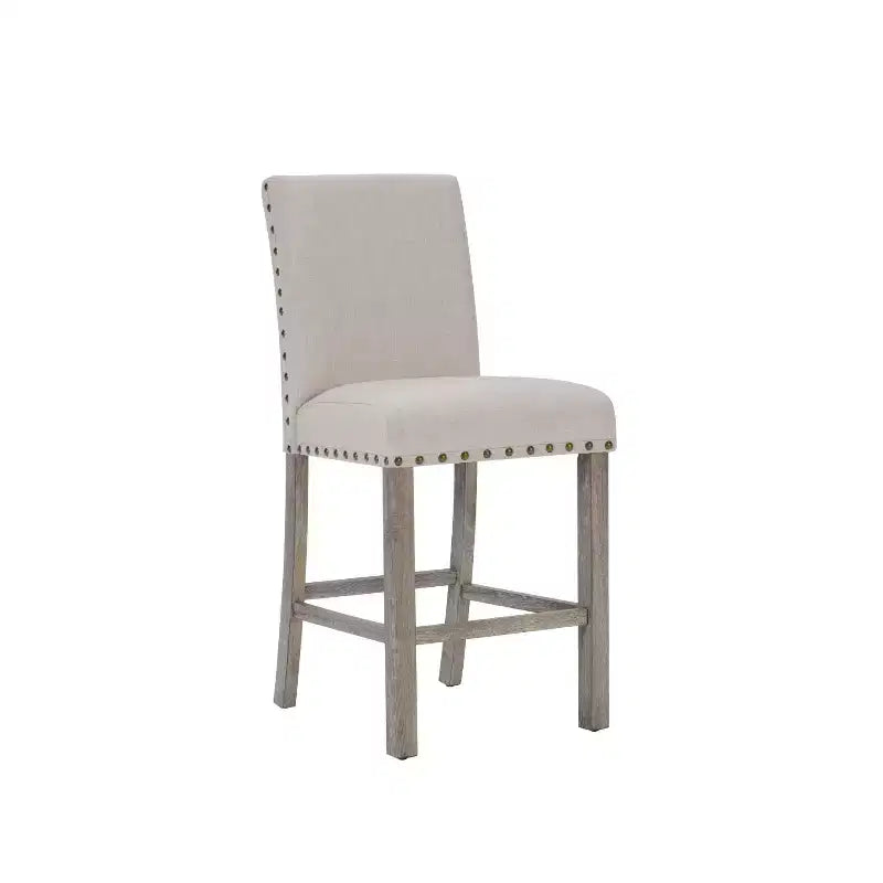 Wooden Dining Set - Modern Farmhouse Style Rectangular Table & Upholstered Chairs for Kitchen & Dining Room (Beige)-Morden Fort