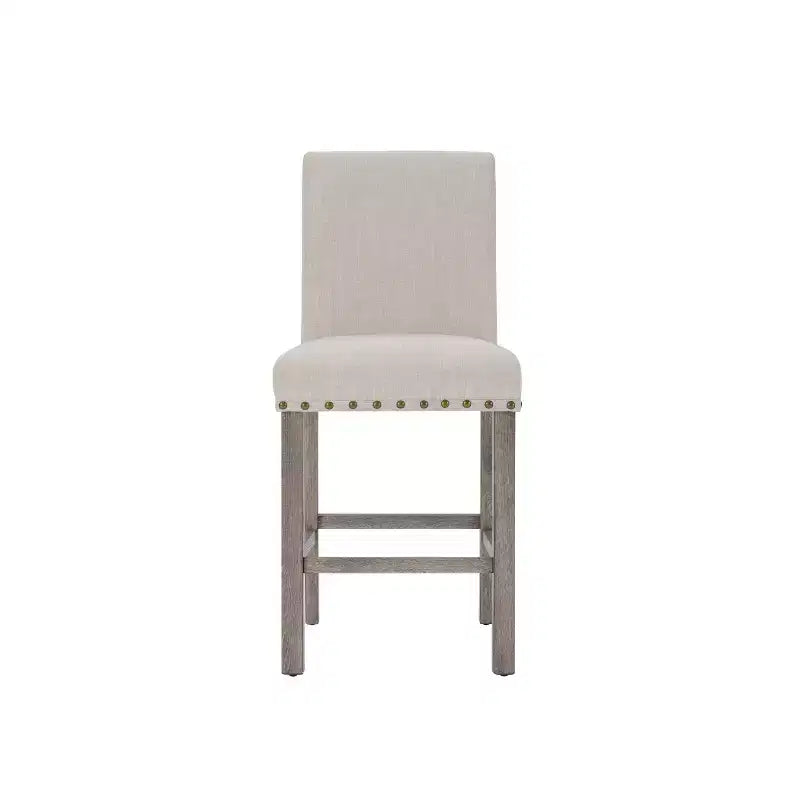 Wooden Dining Set - Modern Farmhouse Style Rectangular Table & Upholstered Chairs for Kitchen & Dining Room (Beige)-Morden Fort