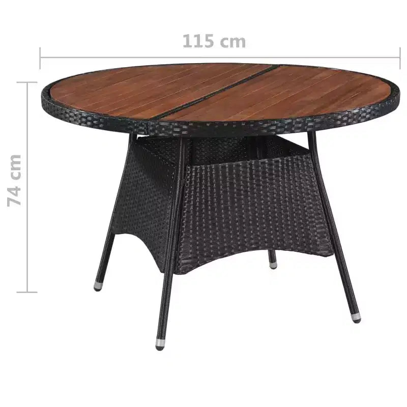 vidaXL Patio Dining Set Round Outdoor Table and Chairs Rattan and Acacia Wood