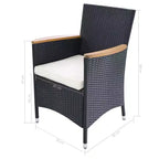 vidaXL Patio Dining Set Round Outdoor Table and Chairs Rattan and Acacia Wood