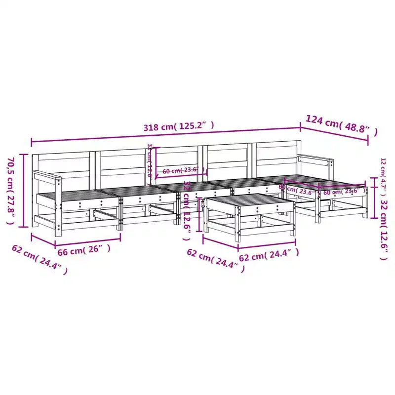 vidaXL Garden Lounge Set Pine Solid Pine Wood Large Modular