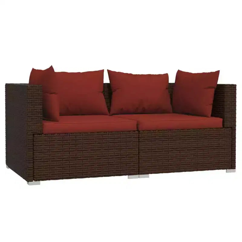 vidaXL loungeset voor terras, 3-delige hoekbank met kussens, PE-rattan