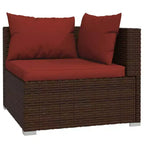 vidaXL loungeset voor terras, 3-delige hoekbank met kussens, PE-rattan