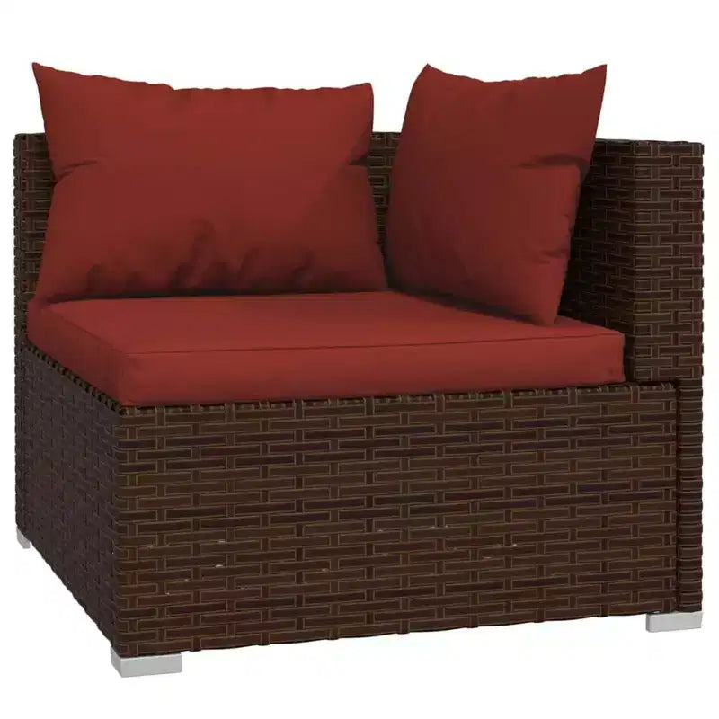 vidaXL loungeset voor terras, 3-delige hoekbank met kussens, PE-rattan