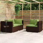 vidaXL loungeset voor terras, 3-delige hoekbank met kussens, PE-rattan