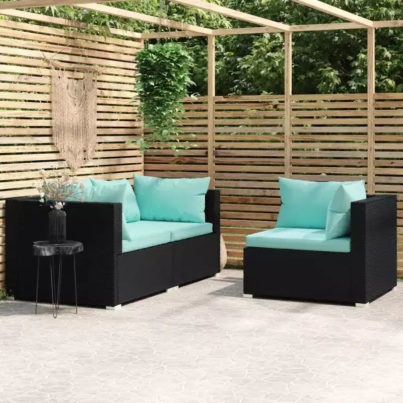 vidaXL loungeset voor terras, 3-delige hoekbank met kussens, PE-rattan