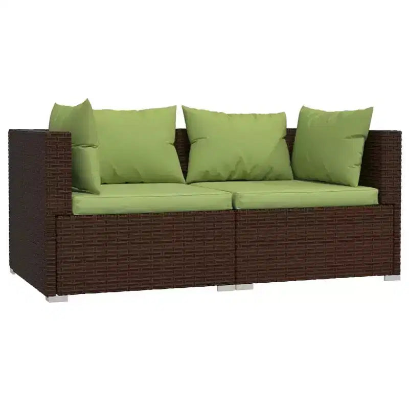 vidaXL loungeset voor terras, 3-delige hoekbank met kussens, PE-rattan