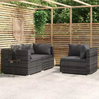 vidaXL loungeset voor terras, 3-delige hoekbank met kussens, PE-rattan