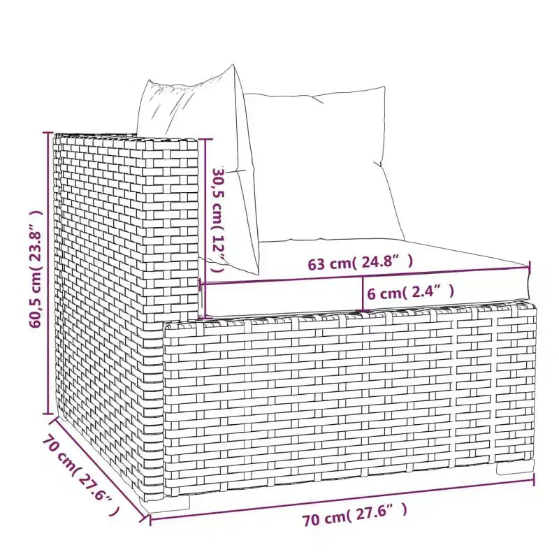 vidaXL loungeset voor terras, 3-delige hoekbank met kussens, PE-rattan