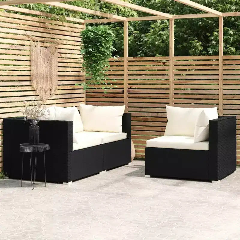 vidaXL loungeset voor terras, 3-delige hoekbank met kussens, PE-rattan