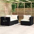 vidaXL loungeset voor terras, 3-delige hoekbank met kussens, PE-rattan