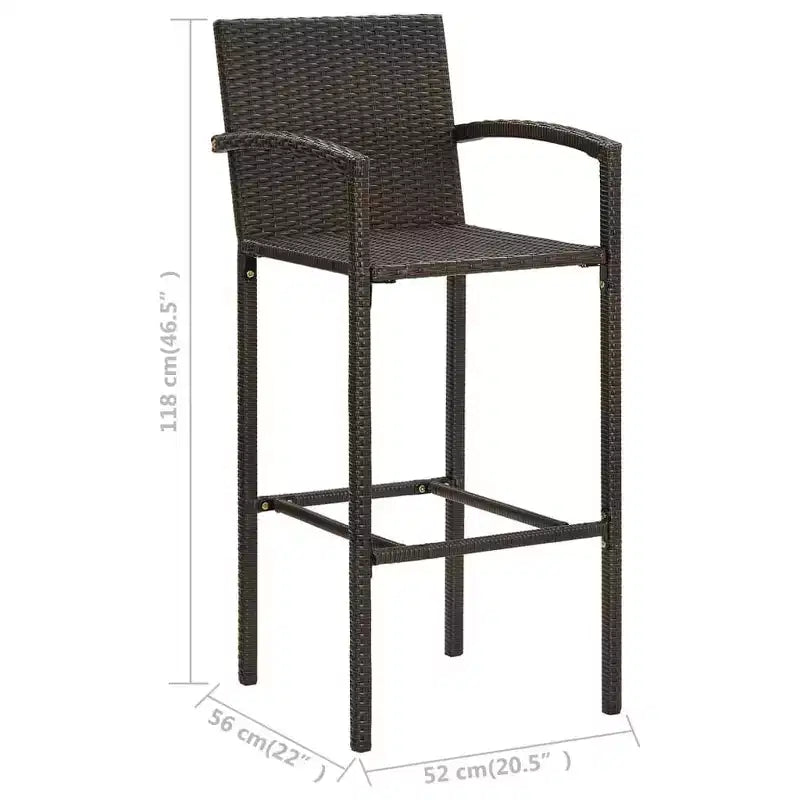 vidaXL 5 Piece Patio Bar Set with Armrest Poly Rattan Brown