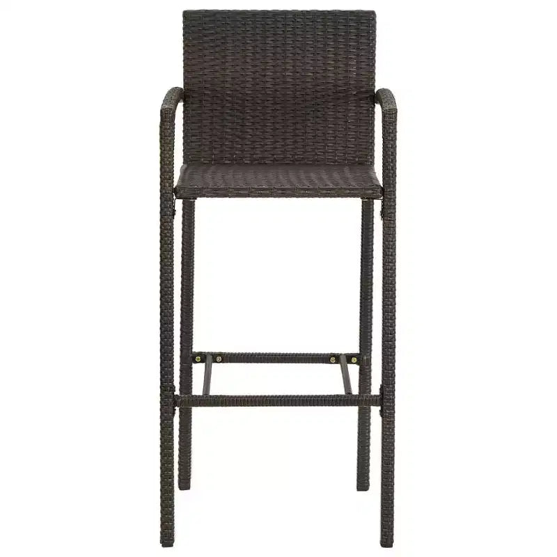 vidaXL 5 Piece Patio Bar Set with Armrest Poly Rattan Brown
