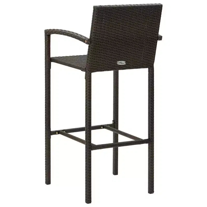 vidaXL 5 Piece Patio Bar Set with Armrest Poly Rattan Brown