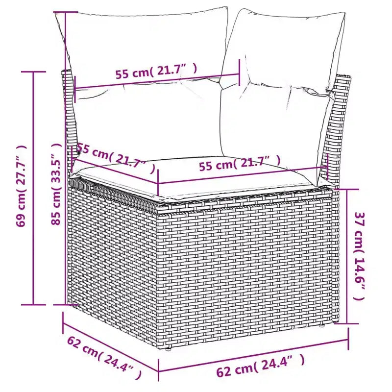 vidaXL 10-delige loungeset voor buiten met kussens, grijs polyrotan (alleen in de VS)