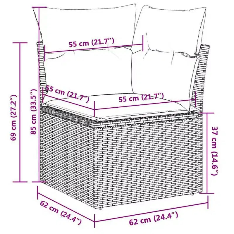 vidaXL 10-delige loungeset voor buiten met kussens, grijs polyrotan (alleen in de VS)