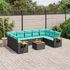 vidaXL 10-delige loungeset voor buiten met kussens, grijs polyrotan (alleen in de VS)