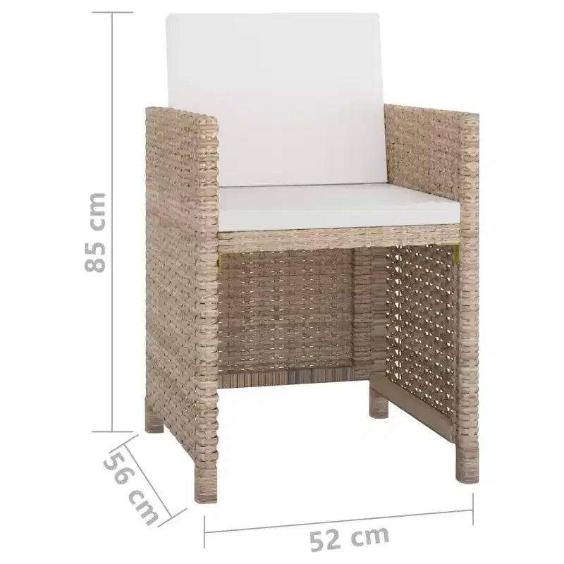 vidaXL eethoek voor op het terras met kussens, tafel en stoelen, 13-delig, polyrotan
