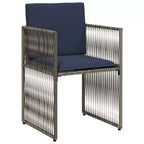 vidaXL Patio Dining Set with Cushions 7 Piece Poly Rattan Brown/Gray/Black