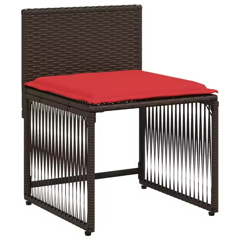 vidaXL Patio Dining Set with Cushions 7 Piece Poly Rattan Brown/Gray/Black