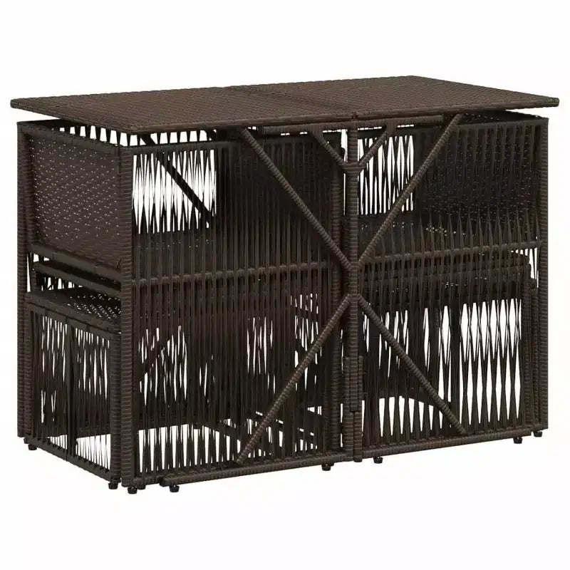 vidaXL Patio Dining Set with Cushions 7 Piece Poly Rattan Brown/Gray/Black