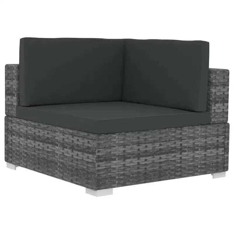 vidaXL 4-delige loungeset voor terras met kussens, poly-rattan, grijs