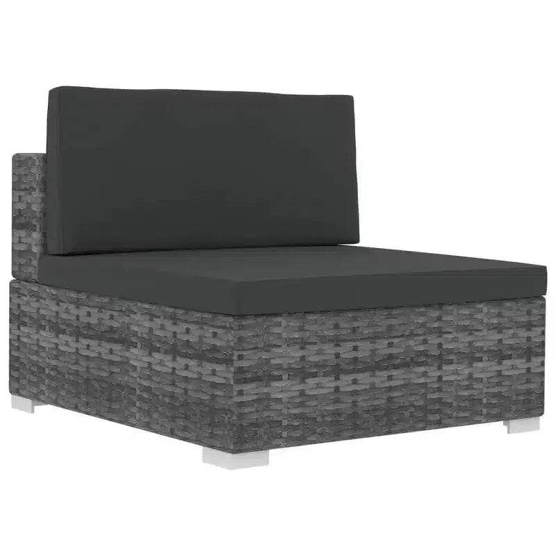 vidaXL 4-delige loungeset voor terras met kussens, poly-rattan, grijs