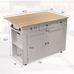 Rolling Kitchen Island with Drop Leaf Countertop and Storage