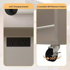 Rolling Kitchen Island with Drop Leaf Countertop and Storage