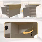 Rolling Kitchen Island with Drop Leaf Countertop and Storage