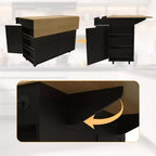 Rolling Kitchen Island with Drop Leaf Countertop and Storage