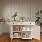Rolling Kitchen Island with Drop Leaf Countertop and Storage