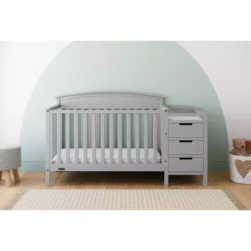 4-in-1 Convertible Crib and Changer with Attached Changing Table