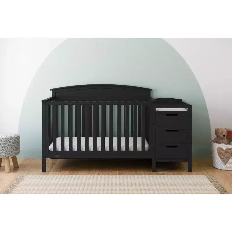 4-in-1 Convertible Crib and Changer with Attached Changing Table