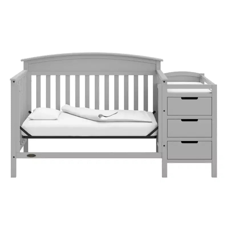 4-in-1 Convertible Crib and Changer with Attached Changing Table