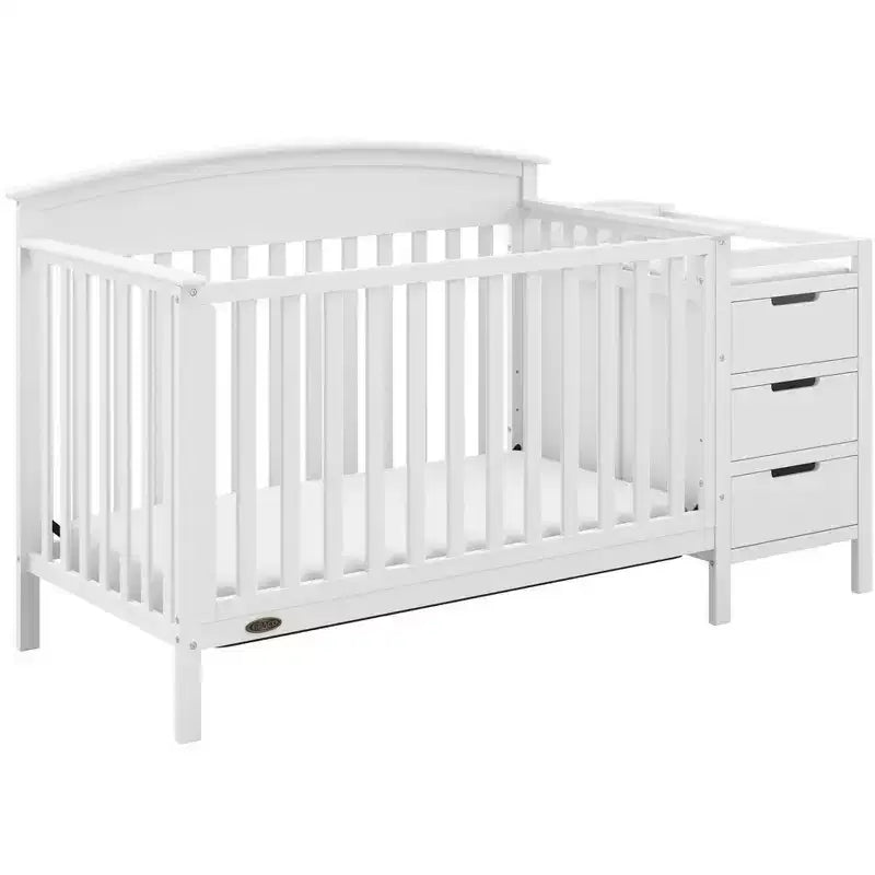 4-in-1 Convertible Crib and Changer with Attached Changing Table