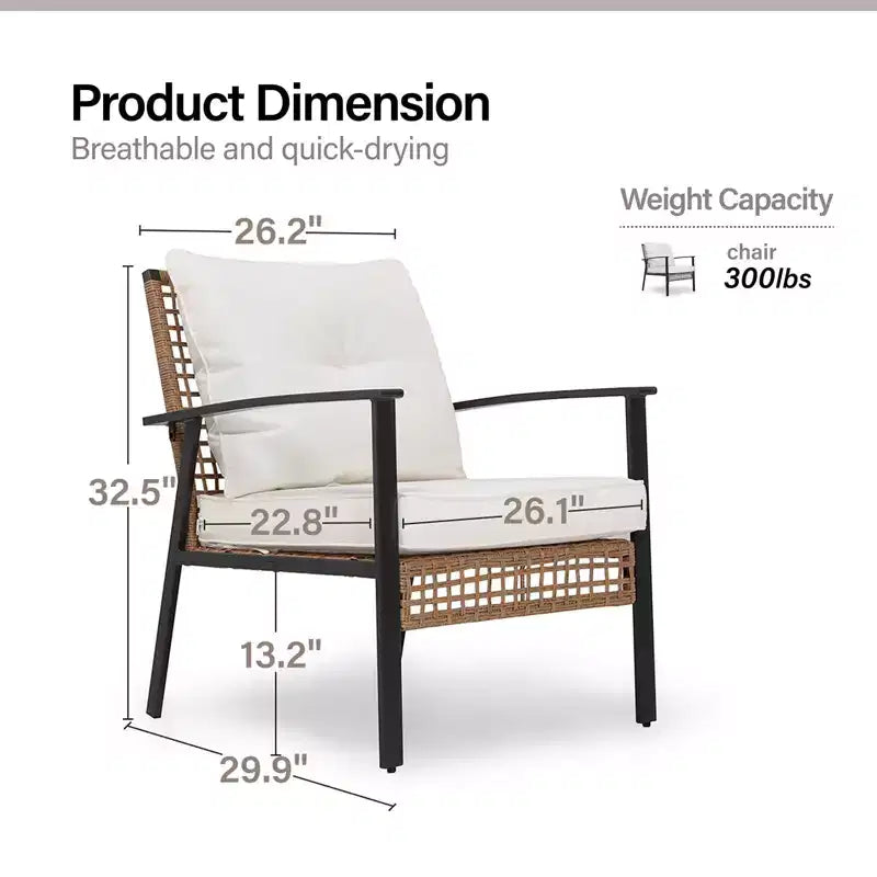 LAUSAINT HOME 4-delige rotan zitset, comfortabele extra ruime tuinmeubelset voor buiten