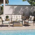 LAUSAINT HOME 4-delige rotan zitset, comfortabele extra ruime tuinmeubelset voor buiten