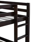Twin over Twin Low Bunk Bed with Ladder, Guardrails, Plywood Slats and Under-Bed Storage Space