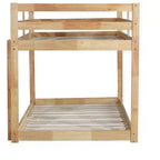 Twin over Twin Low Bunk Bed with Ladder, Guardrails, Plywood Slats and Under-Bed Storage Space