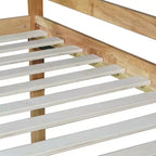 Twin over Twin Low Bunk Bed with Ladder, Guardrails, Plywood Slats and Under-Bed Storage Space