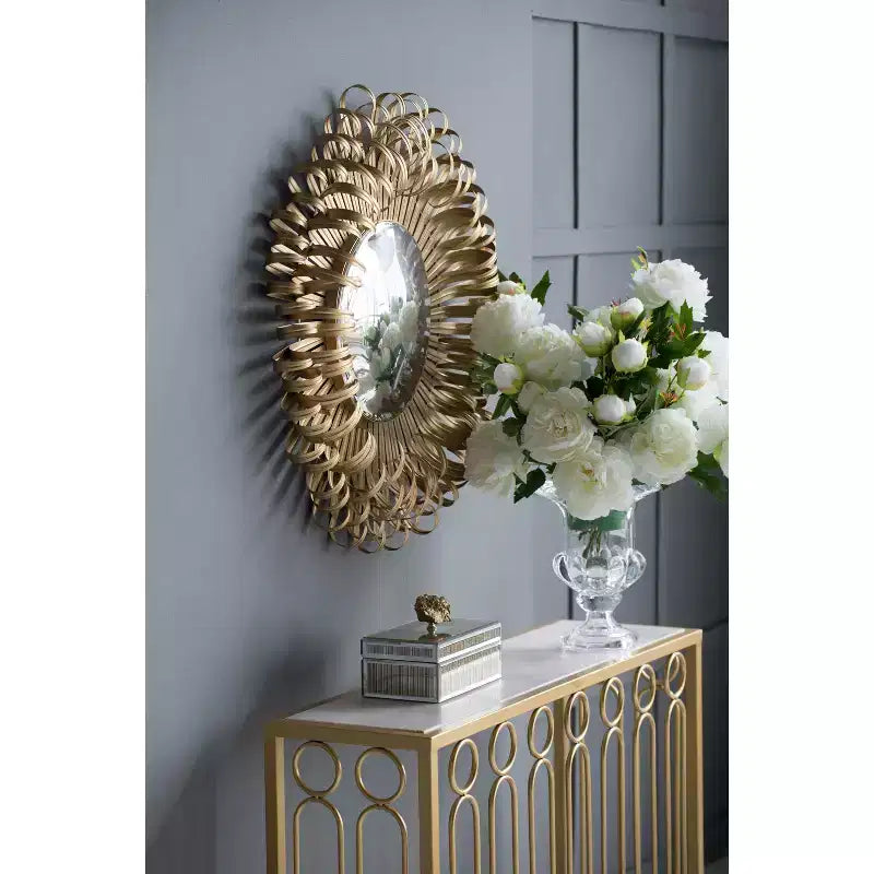 27-Inch Sunburst Wall Mirror with Gold Finish