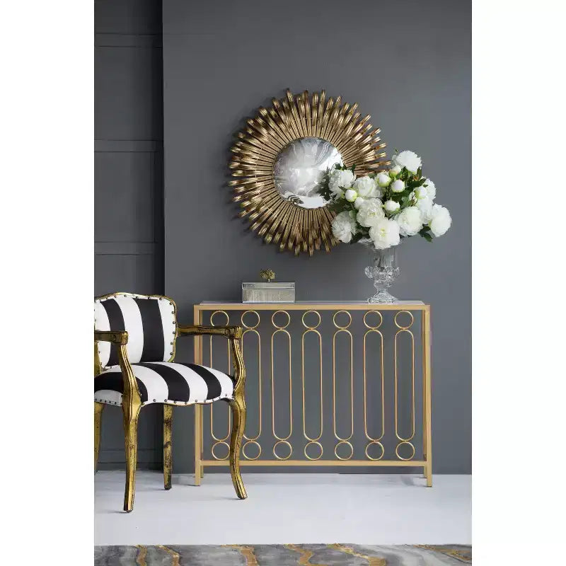 27-Inch Sunburst Wall Mirror with Gold Finish