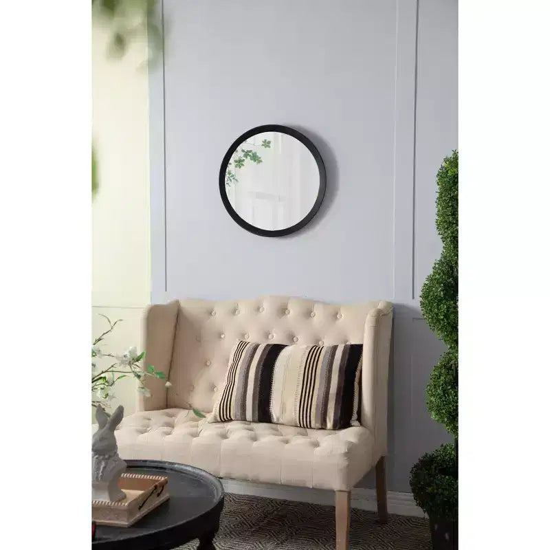 20-Inch Round Wall Mirror with Mango Wood Frame