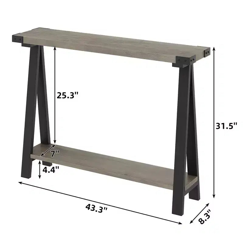 43.3" Farmhouse Console Table with 2-Tier Open Storage