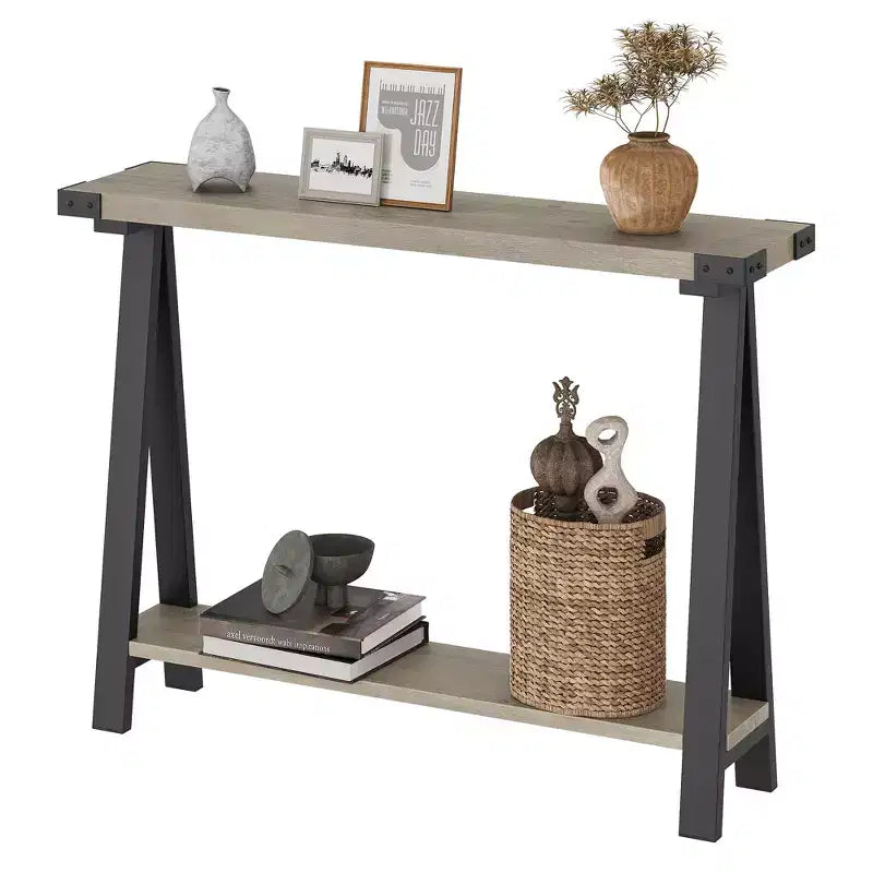43.3" Farmhouse Console Table with 2-Tier Open Storage