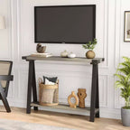43.3" Farmhouse Console Table with 2-Tier Open Storage